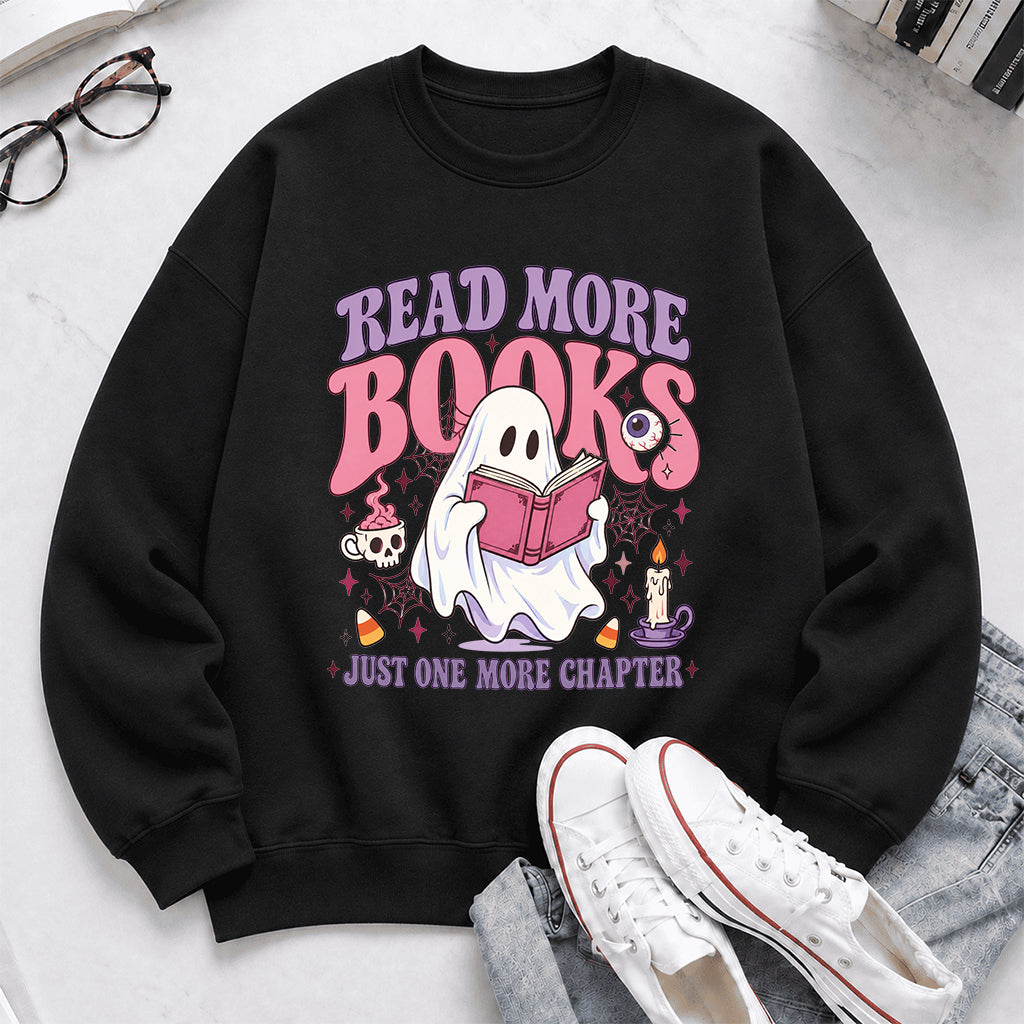 Read More Books Printed Sweatshirt | Halloween Book Lover Gift Black