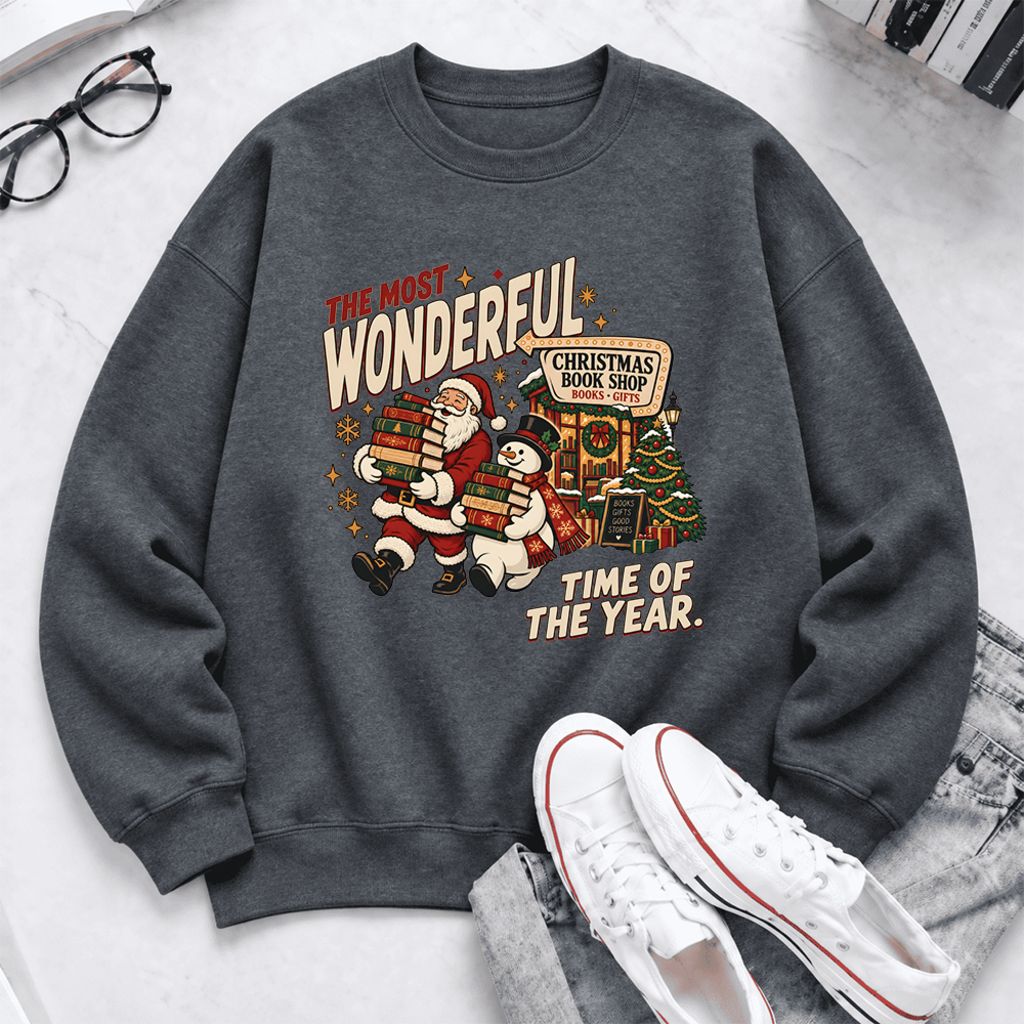 The Most Wonderful Time Softstyle Sweatshirt | Christmas Reader Gift Dark Heather