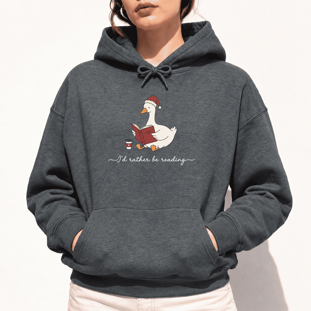 I'd Rather Be Reading Softstyle Hoodie | Christmas Book Lover Gift Dark Heather