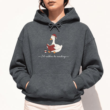 I'd Rather Be Reading Softstyle Hoodie | Christmas Book Lover Gift Dark Heather