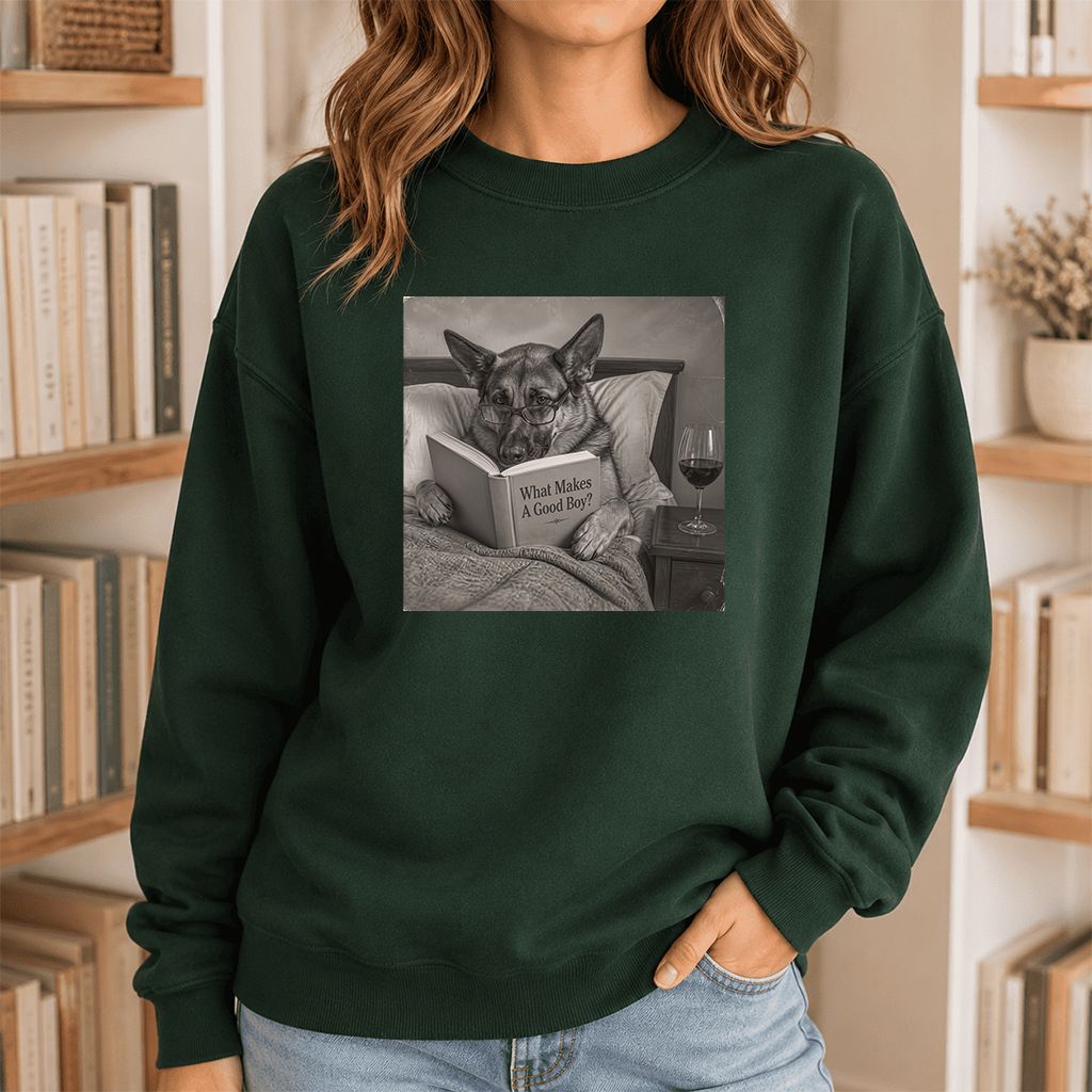 What Makes A Good Boy Crewneck Sweatshirt | Dog Lover Reader Gift Forest Green