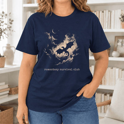 Romantasy Survival Club Ultra-Soft Cotton T-Shirt | Fantasy Book Lover Gift Navy