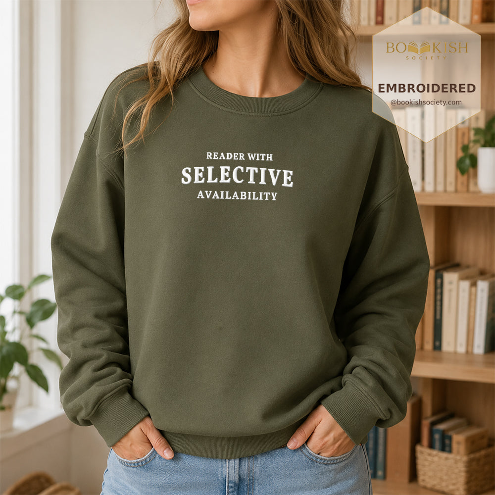 Reader With Selective Availability Embroidered Sweatshirt | Reader Gift Military Green