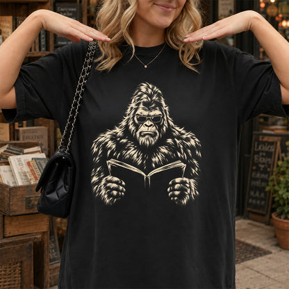 Big Foot Reading Book Softstyle T-Shirt | Book Lover Gift Black
