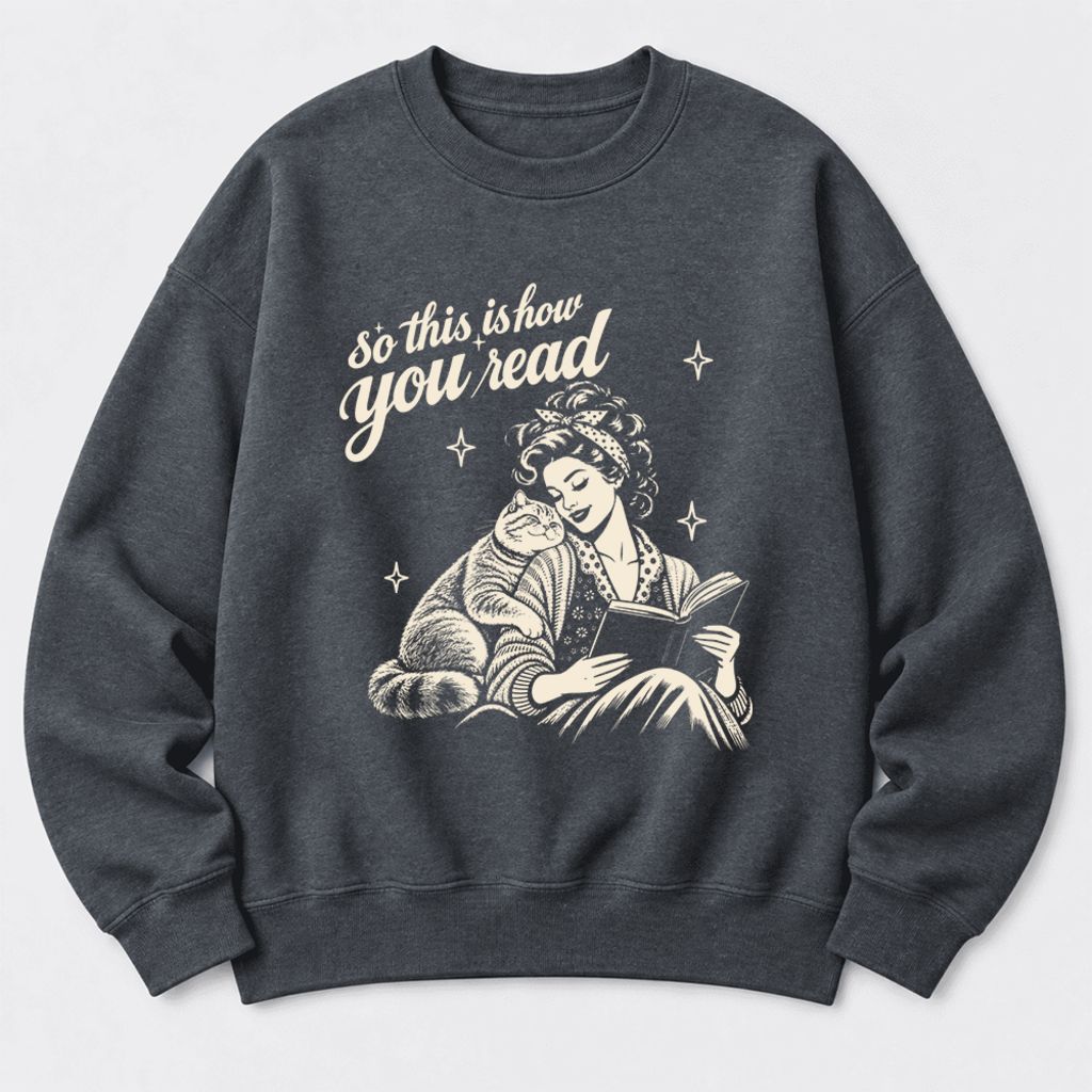 How You Read British Shorthair Softstyle Sweatshirt | Cozy Book & Cat Lover Gift Dark Heather