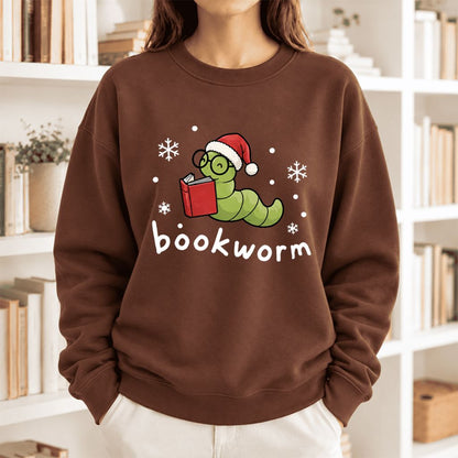 Christmas Bookworm Softstyle Sweatshirt | Christmas Book Lover Gift Cocoa