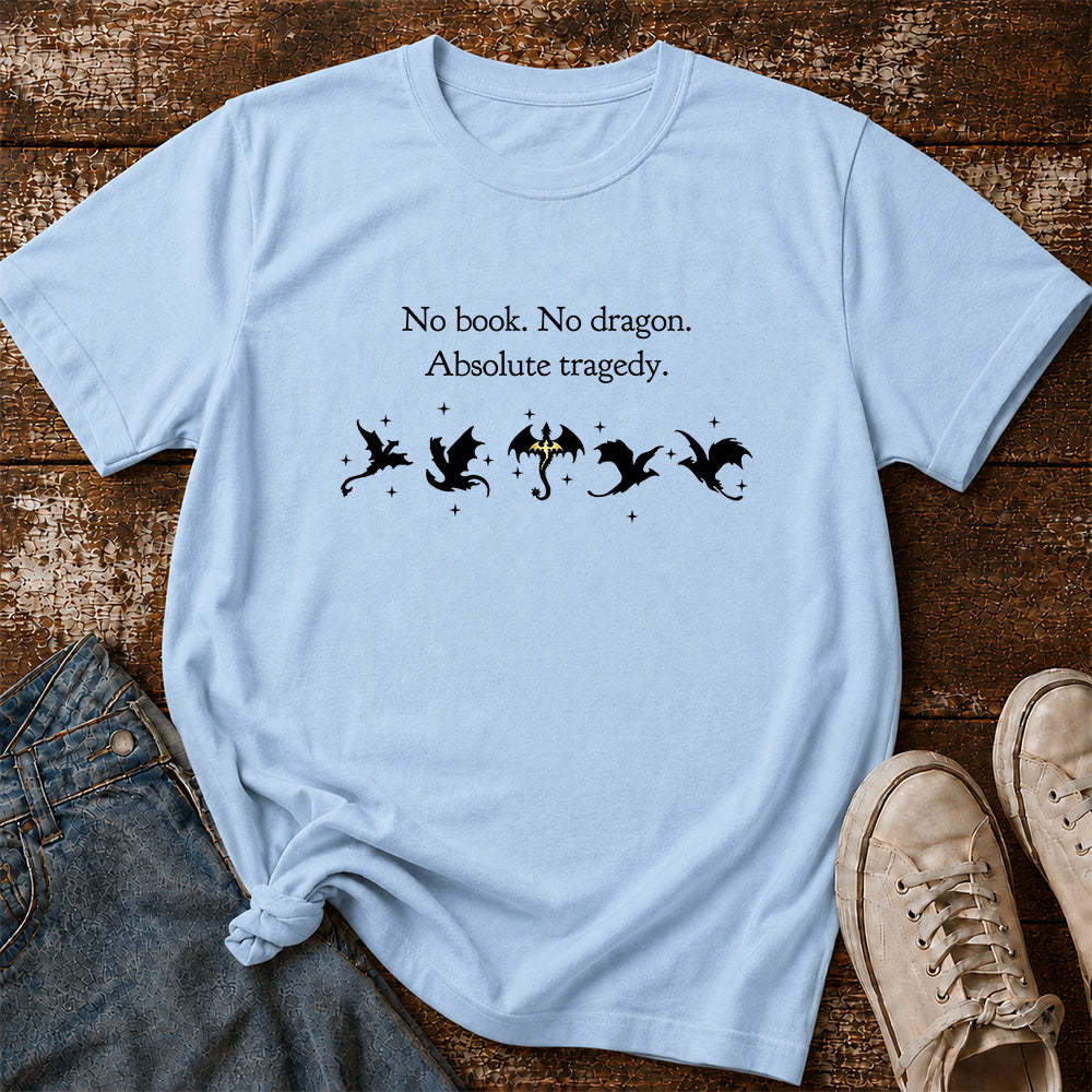 No Book No Dragon Softstyle T-Shirt | Book Lover Gift Light Blue