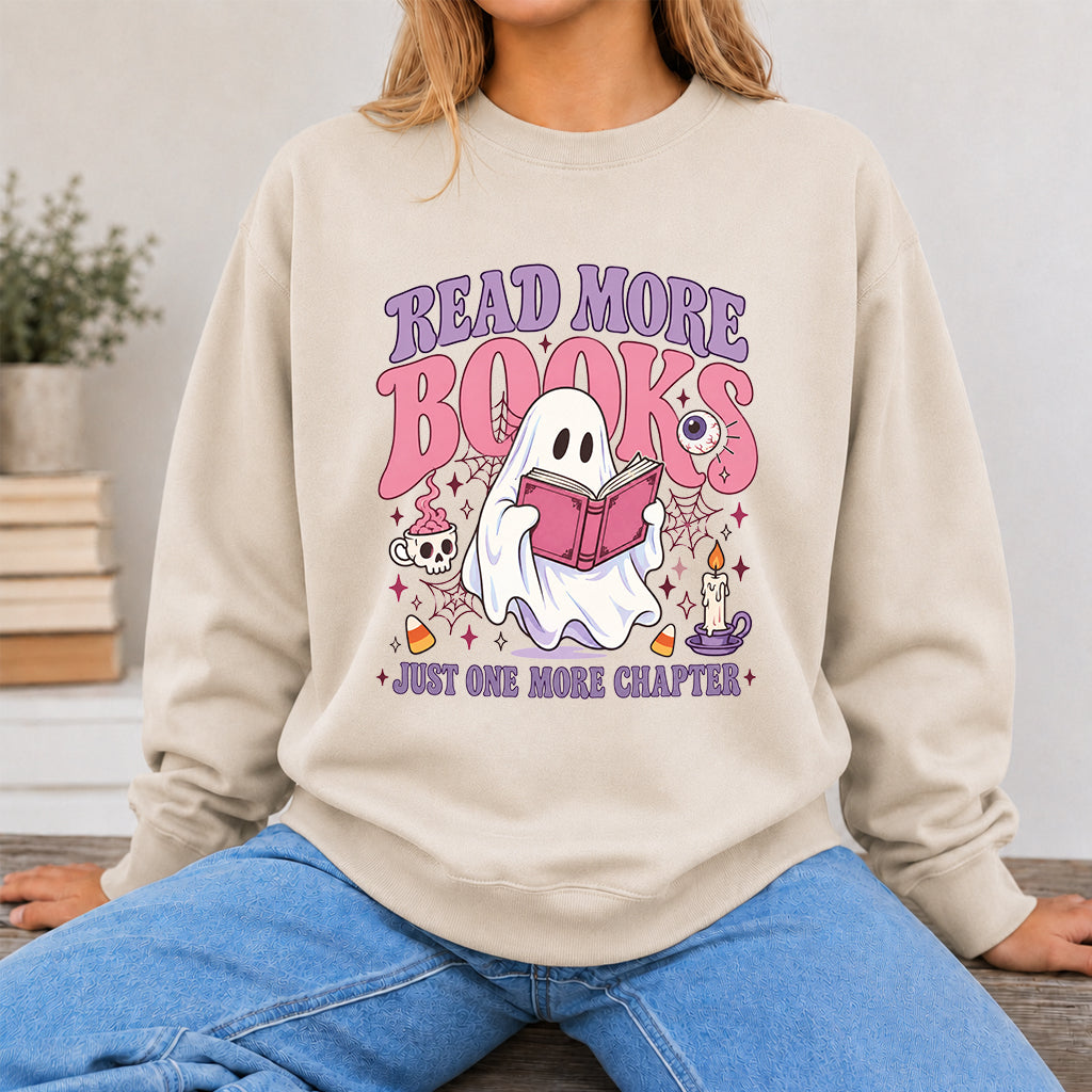 Read More Books Printed Sweatshirt | Halloween Book Lover Gift Sand