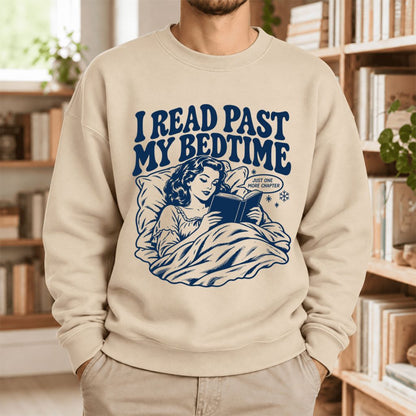 I Read Past My Bed Time Softstyle Sweatshirt | Cozy Reader Gift Sand