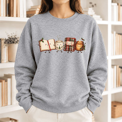 Christmas Cozy Club Softstyle Sweatshirt | Christmas Reader Gift Sport Grey