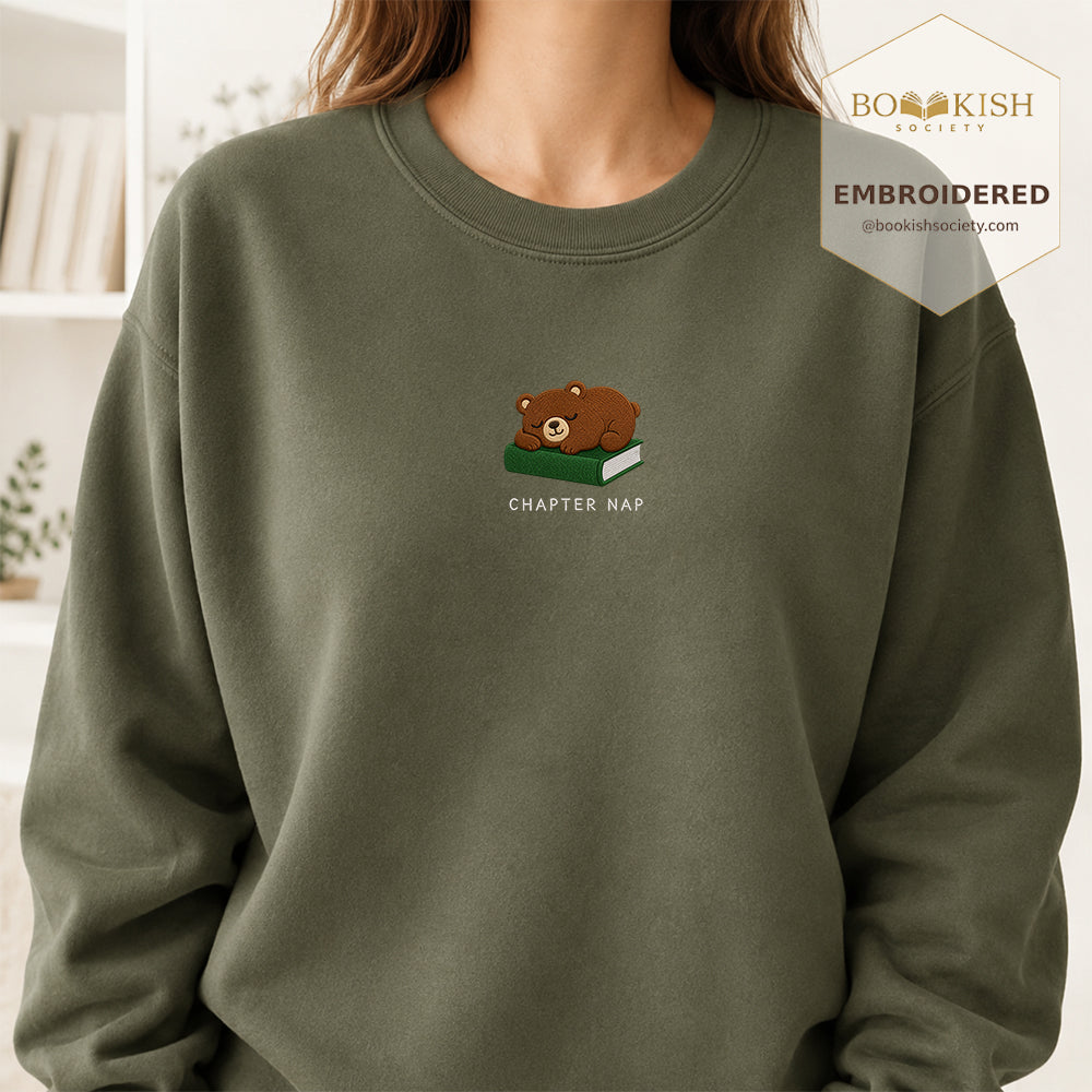 Chapter Nap Embroidered Sweatshirt | Reader Gift Military Green