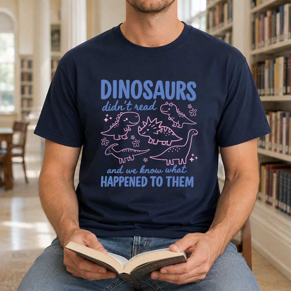 Dinosaurs Didn't Read Softstyle T-Shirt | Book Lover Gift Navy