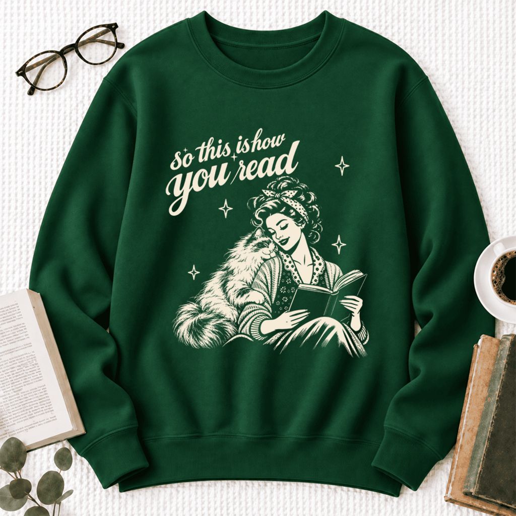 How You Read Ragdoll Softstyle Sweatshirt | Cozy Cat & Book Lover Gift Forest Green