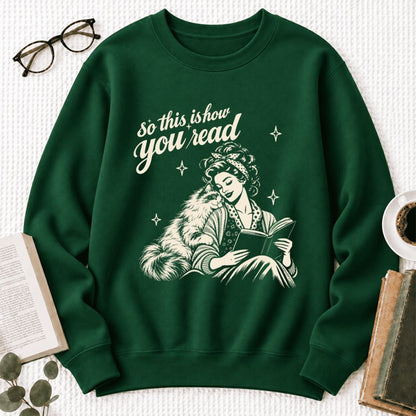 How You Read Ragdoll Softstyle Sweatshirt | Cozy Cat & Book Lover Gift Forest Green