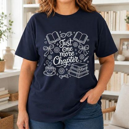 Just One More Chapter Softstyle T-Shirt | Book Lover Gift Navy