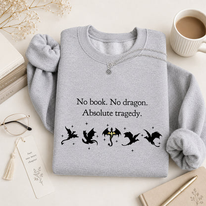 No Book No Dragon Crewneck Sweatshirt | Reader Gift Sport Grey
