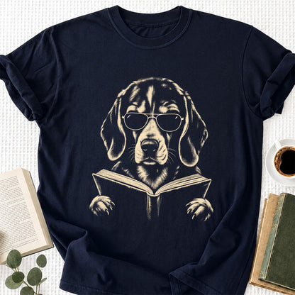 Beagle Reading Book Softstyle T-Shirt | Book Lover Gift Navy