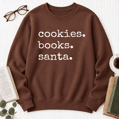 Cookies Books Santa Softstyle Sweatshirt | Christmas Book Lover Gift Cocoa