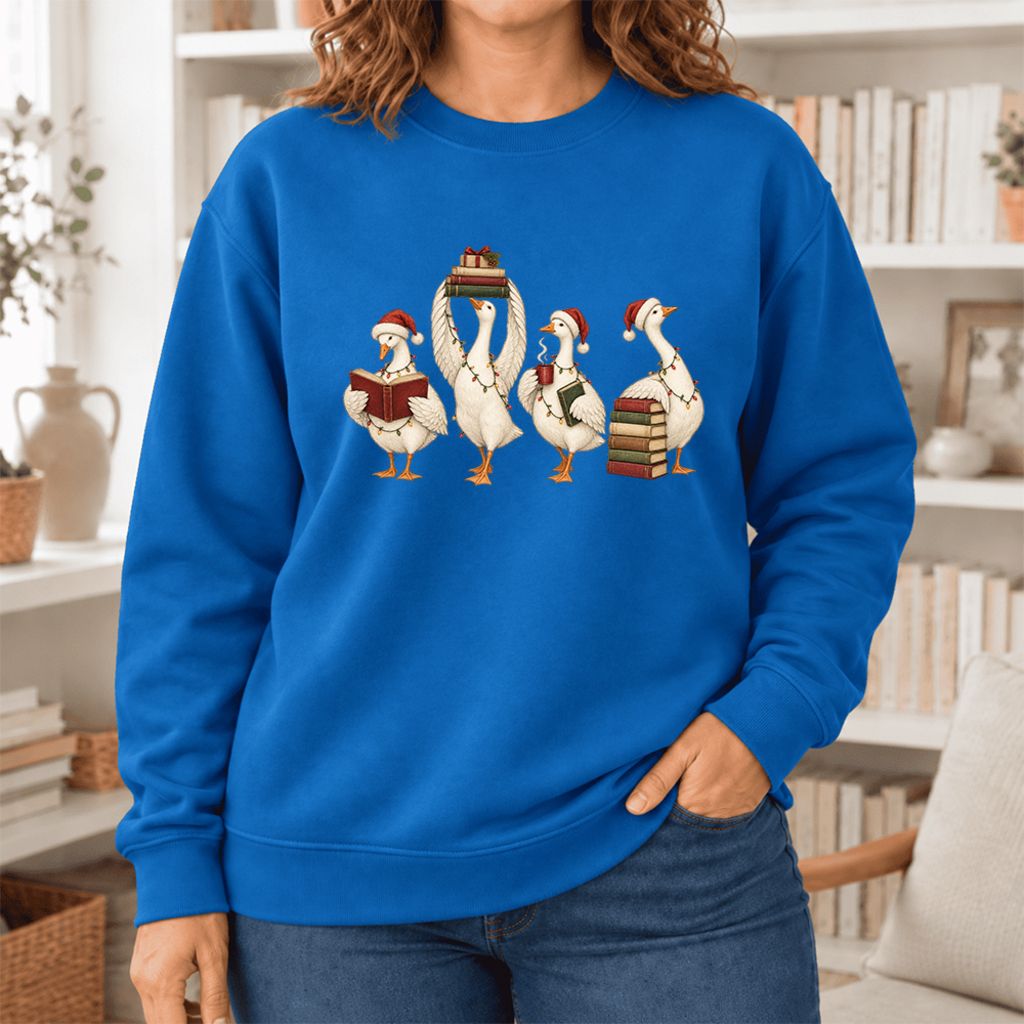 Christmas Reading Ducks Softstyle Sweatshirt | Christmas Book Lover Gift Royal