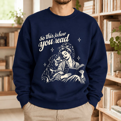 How You Read Rottweiler Softstyle Sweatshirt | Cozy Dog Mom Reader Gift Navy