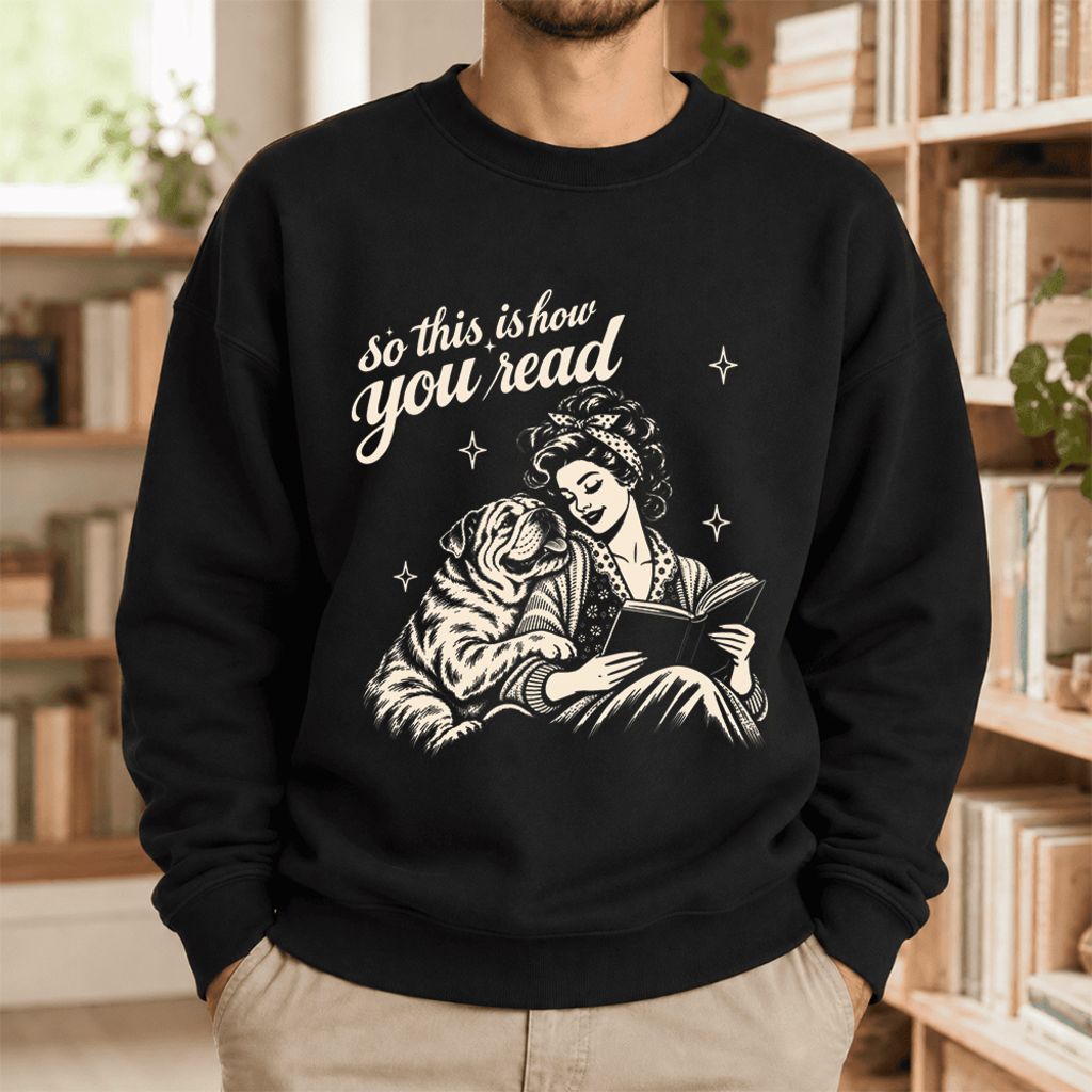How You Read English Bulldog Softstyle Sweatshirt | Cozy Dog Mom Reader Gift Black