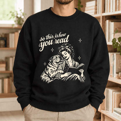 How You Read English Bulldog Softstyle Sweatshirt | Cozy Dog Mom Reader Gift Black