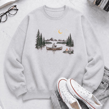 Reading Ghost On The Boat Printed Sweatshirt | Halloween Reader Gift Sport Grey