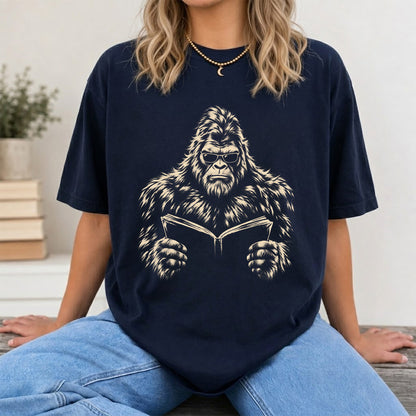 Big Foot Reading Book Softstyle T-Shirt | Book Lover Gift Navy