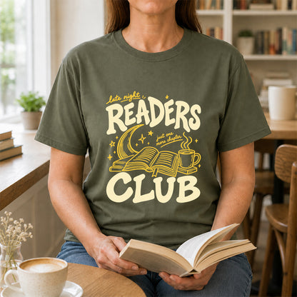 Late Night Readers Club Softstyle T-Shirt | Book Lover Gift Military Green