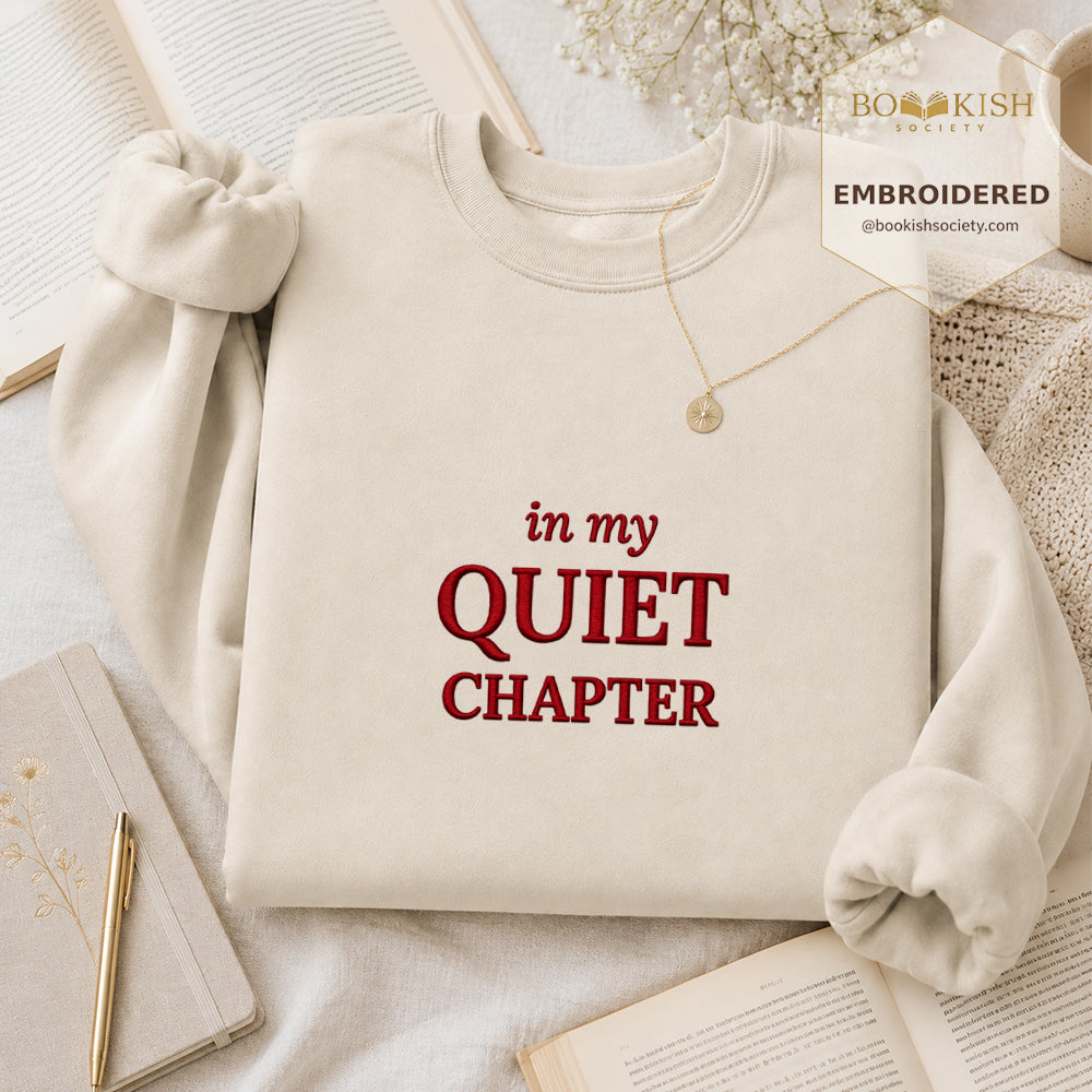 In My Quiet Chapter Embroidered Sweatshirt | Reader Gift Sand