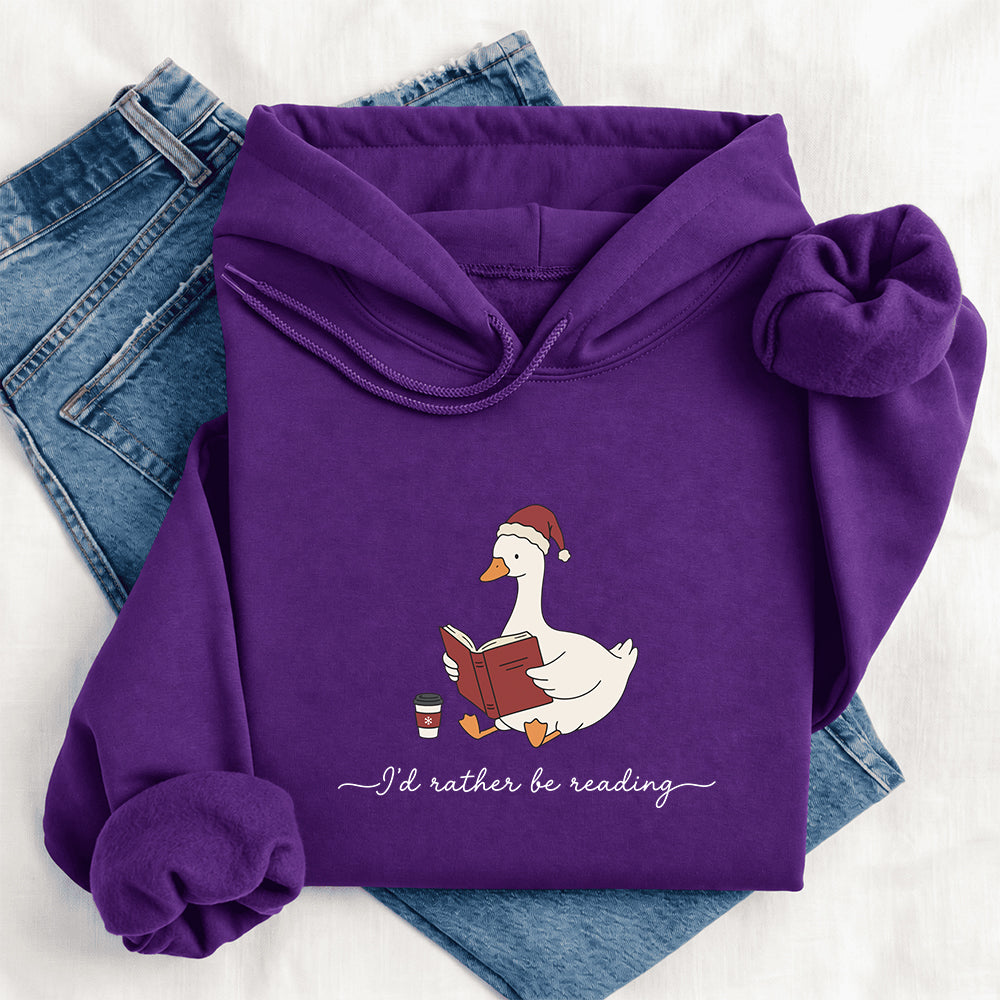 I'd Rather Be Reading Softstyle Hoodie | Christmas Book Lover Gift Purple