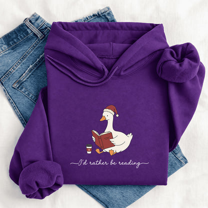 I'd Rather Be Reading Softstyle Hoodie | Christmas Book Lover Gift Purple