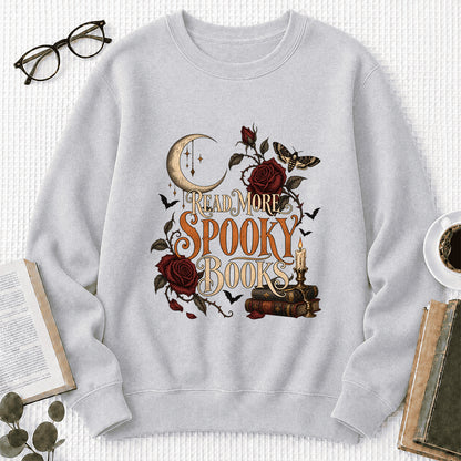 Read More Spooky Books Printed Sweatshirt | Halloween Book Lover Gift Sport Grey