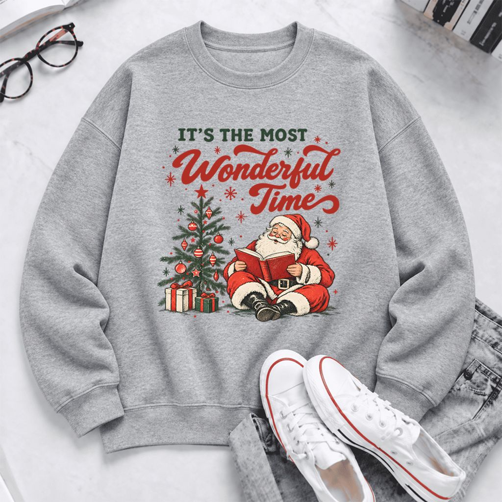 It’S The Most Wonderful Time Softstyle Sweatshirt | Christmas Book Lover Gift Sport Grey