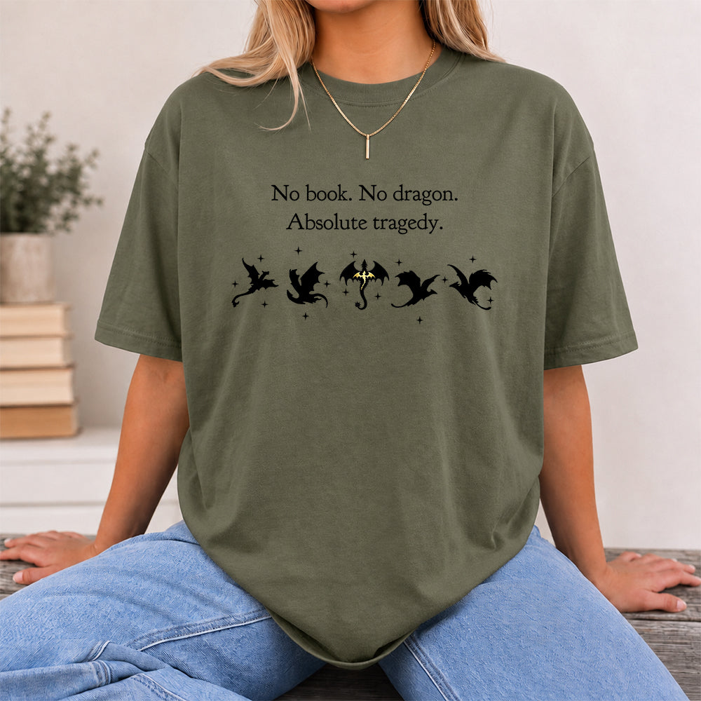 No Book No Dragon Softstyle T-Shirt | Book Lover Gift Military Green