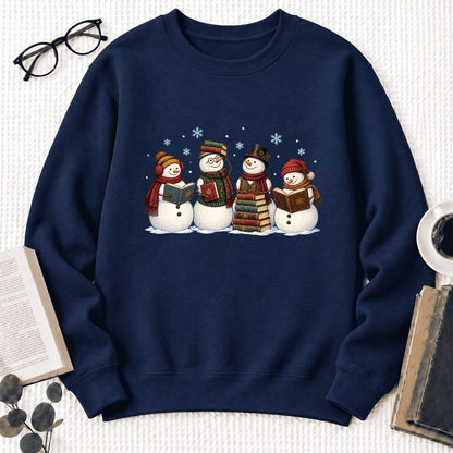 Bookish Snowman Club Softstyle Sweatshirt | Christmas Book Lover Gift Navy