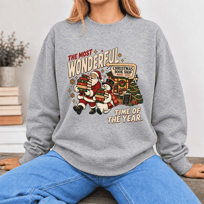 The Most Wonderful Time Softstyle Sweatshirt | Christmas Reader Gift Sport Grey