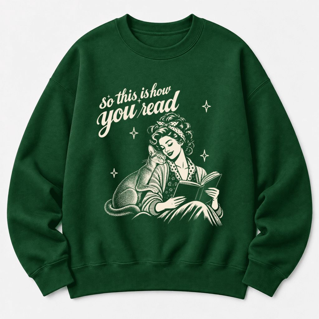 How You Read Abyssinian Softstyle Sweatshirt | Cozy Cat Lover Reader Gift Forest Green
