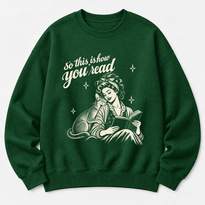 How You Read Abyssinian Softstyle Sweatshirt | Cozy Cat Lover Reader Gift Forest Green