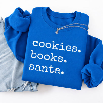 Cookies Books Santa Softstyle Sweatshirt | Christmas Book Lover Gift Royal