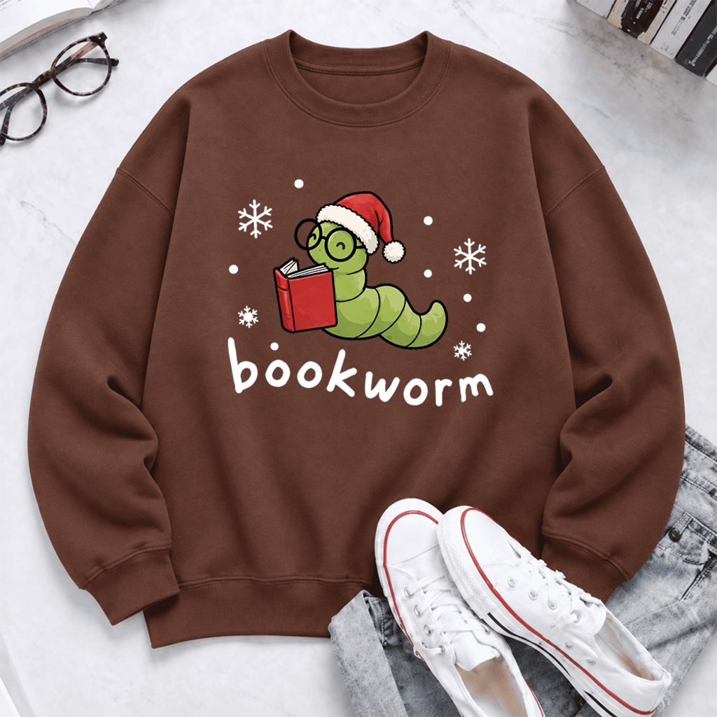 Christmas Bookworm Softstyle Sweatshirt | Christmas Book Lover Gift Cocoa