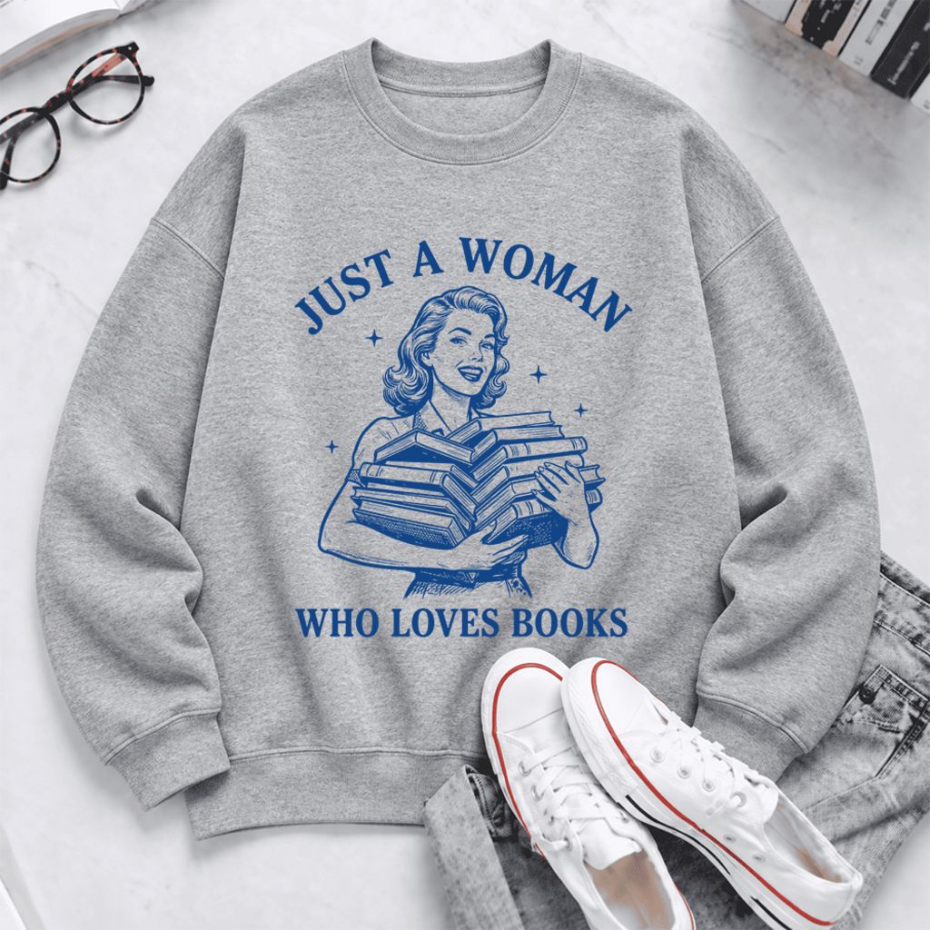 Just A Woman Who Loves Books Softstyle Sweatshirt | Reader Gift Sport Grey
