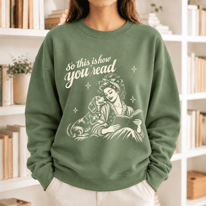 How You Read Dachshund Softstyle Sweatshirt | Cozy Dog Mom Reader Gift Military Green