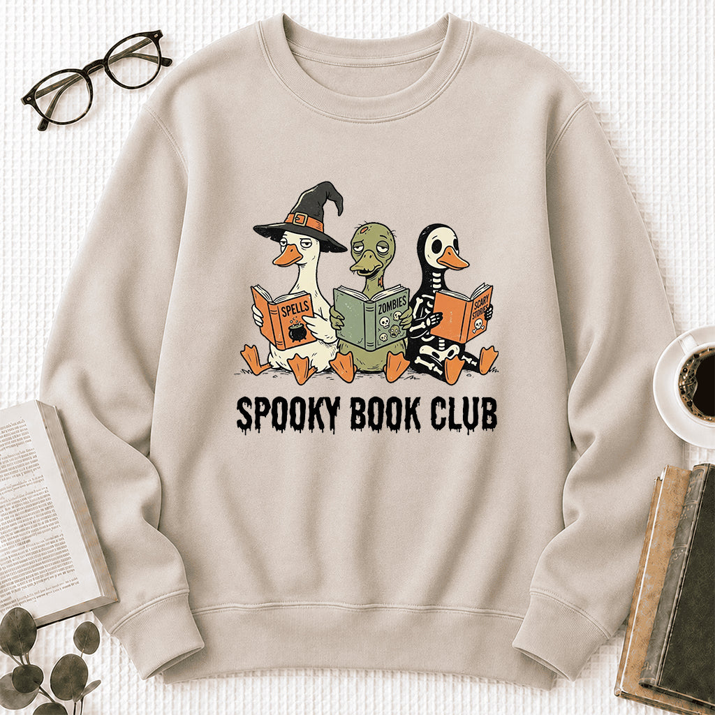 Spooky Book Club Printed Sweatshirt | Halloween Book Lover Gift Sand