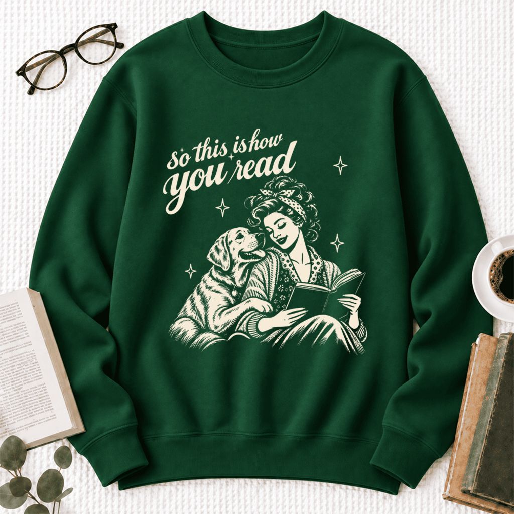 How You Read Labrador Retriever Softstyle Sweatshirt | Cozy Dog Mom Reader Gift Forest Green