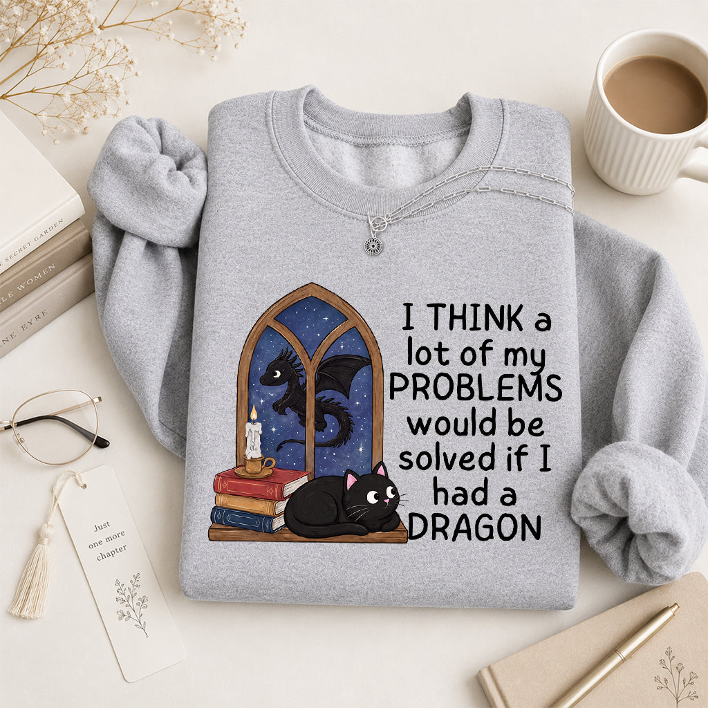 If I Could Have A Dragon Crewneck Sweatshirt | Reader Gift Sport Grey