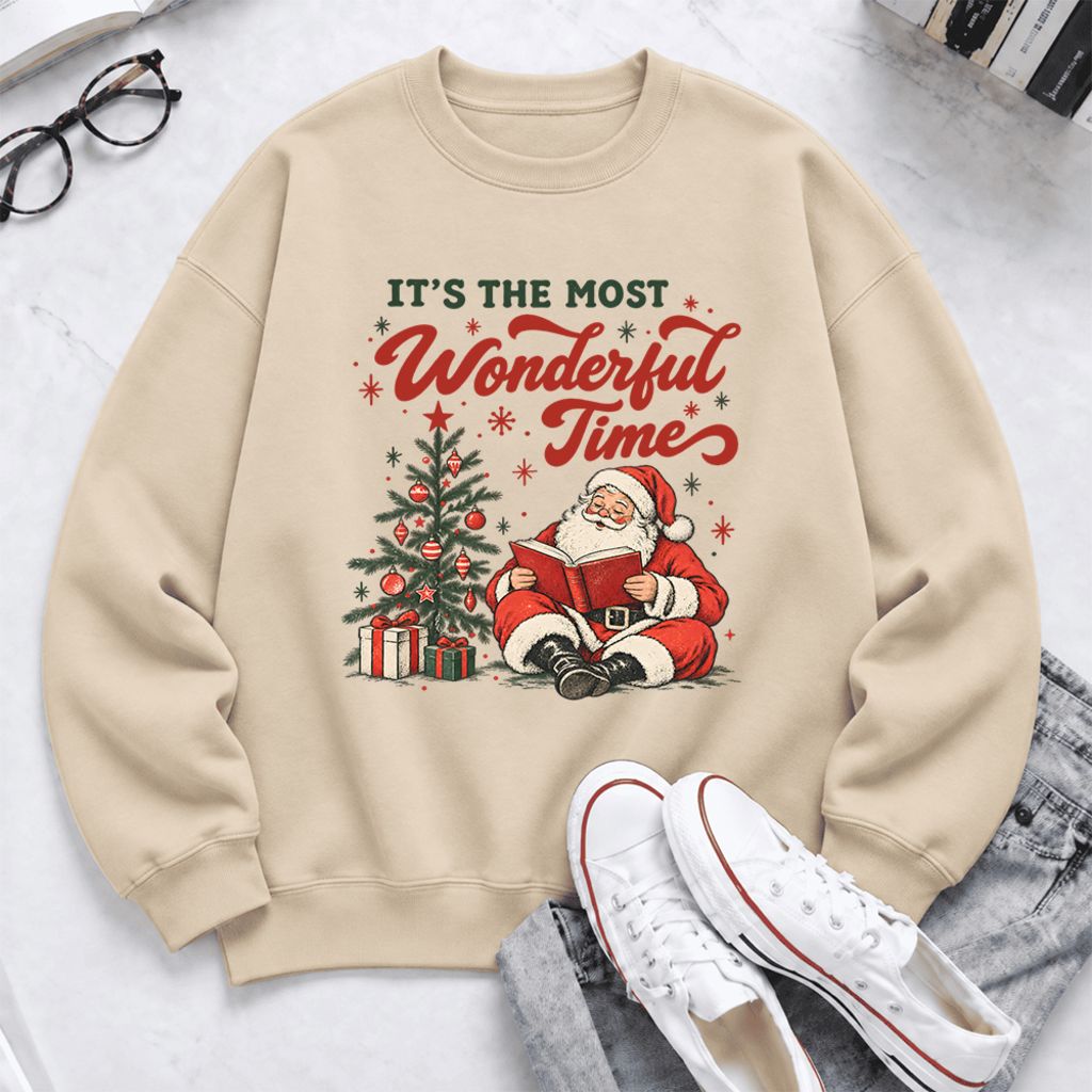 It’S The Most Wonderful Time Softstyle Sweatshirt | Christmas Book Lover Gift Sand