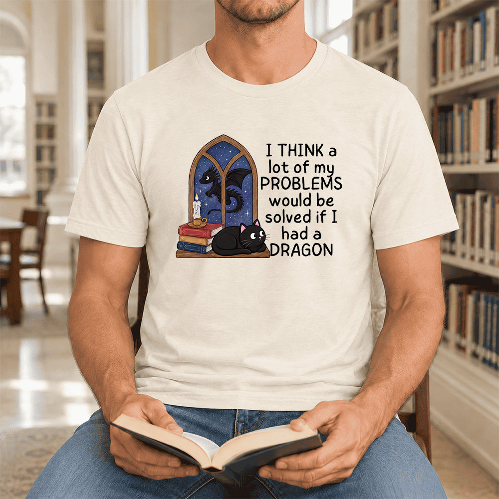 If I Could Have A Dragon Ultra-Soft Cotton T-Shirt | Fantasy Book Lover Gift Natural