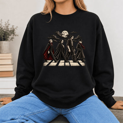 Monsters Road Printed Sweatshirt | Halloween Book Lover Gift Black