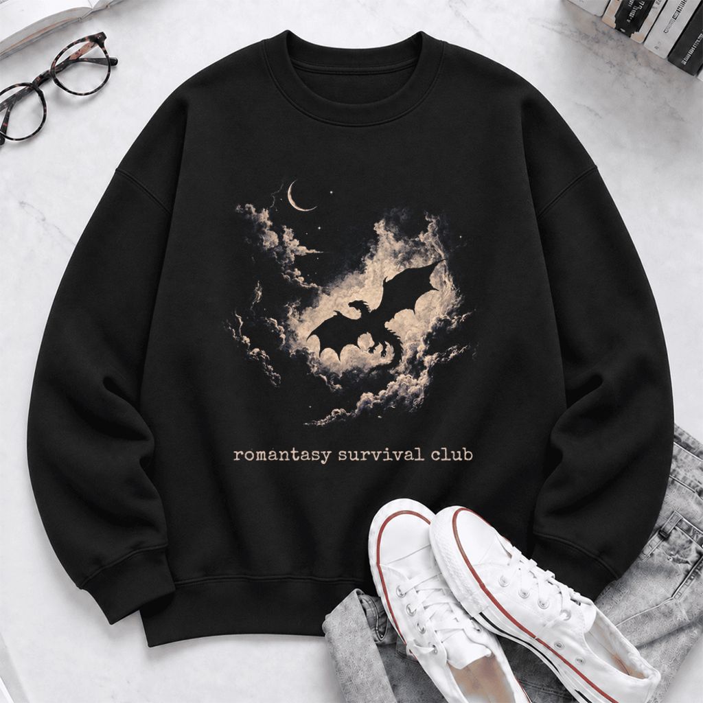 Romantasy Survival Club Softstyle Sweatshirt | Fantasy Reader Gift Black